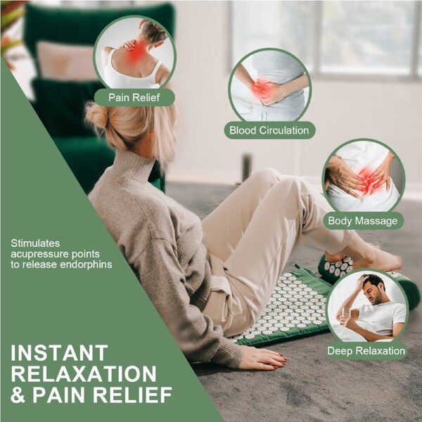 Acupressure Mat and Pillow Set with Bag