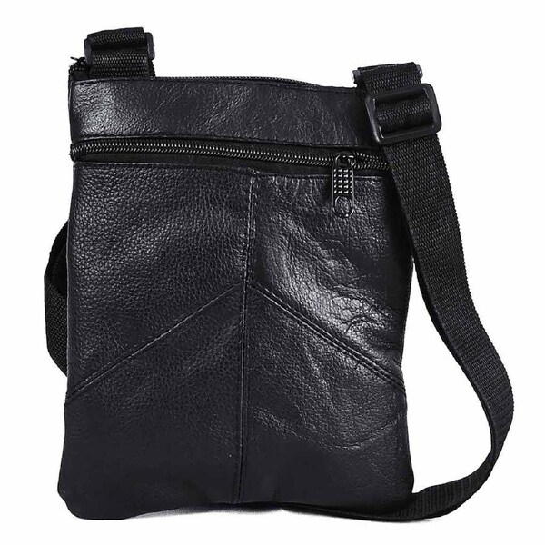 Stylish Leather Shoulder Bag Black Messenger iPad Bag