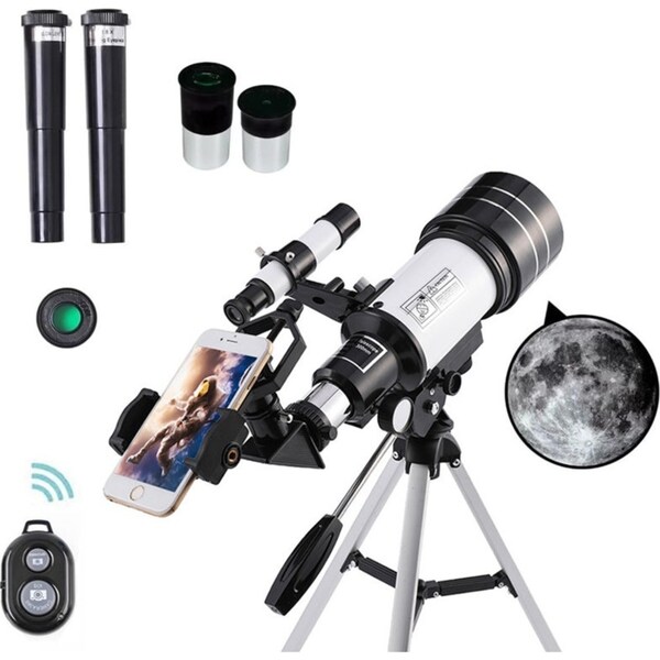 Catzon Telescope 70mm Aperture Refractor 15X-150X with Remote for Adults Kids White