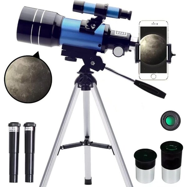 Catzon Telescope 70mm Aperture Refractor 15X-150X with Remote for Adults Kids Blue
