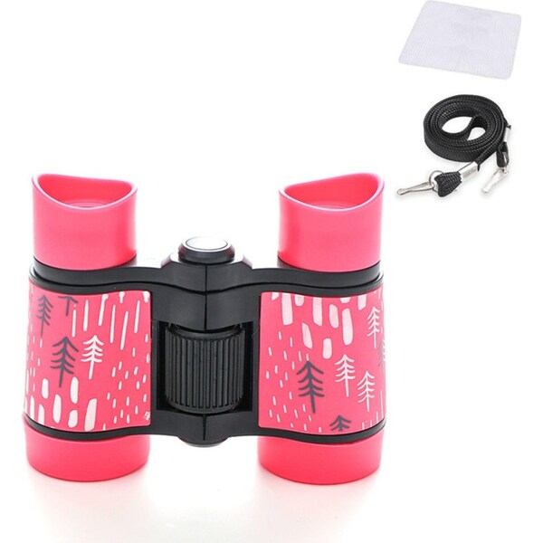 Catzon Binoculars Toy for Kids 4x30 Shock Proof Children Gifts for Outdoor Play-Pink