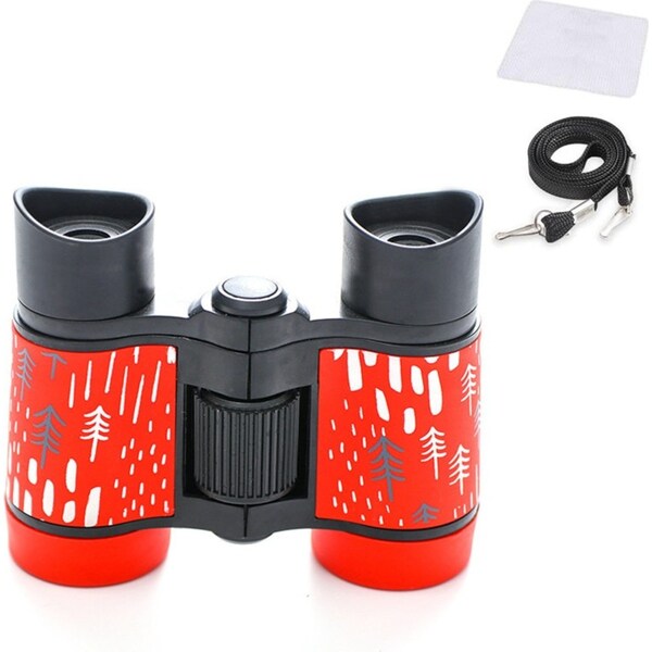 Catzon Binoculars Toy for Kids 4x30 Shock Proof Children Gifts for Outdoor Play-Red