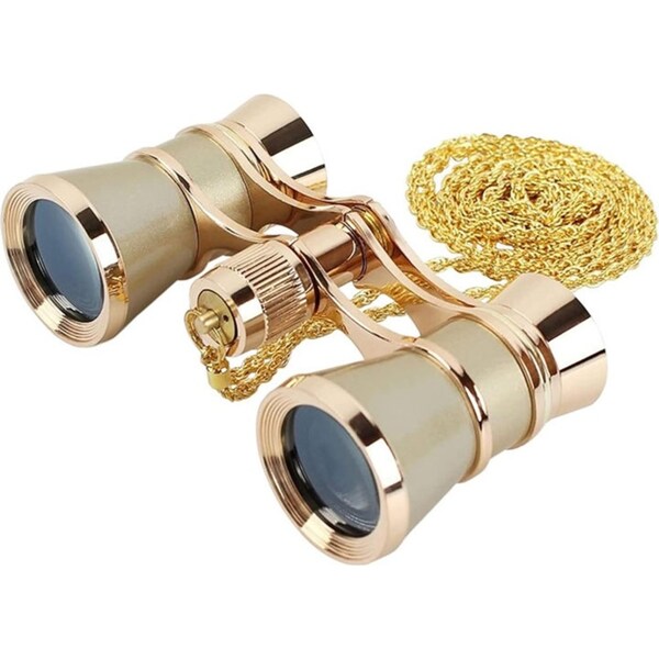 Catzon Opera Glasses Binoculars 3X25 with Necklace for Women Concert Travel-Gold