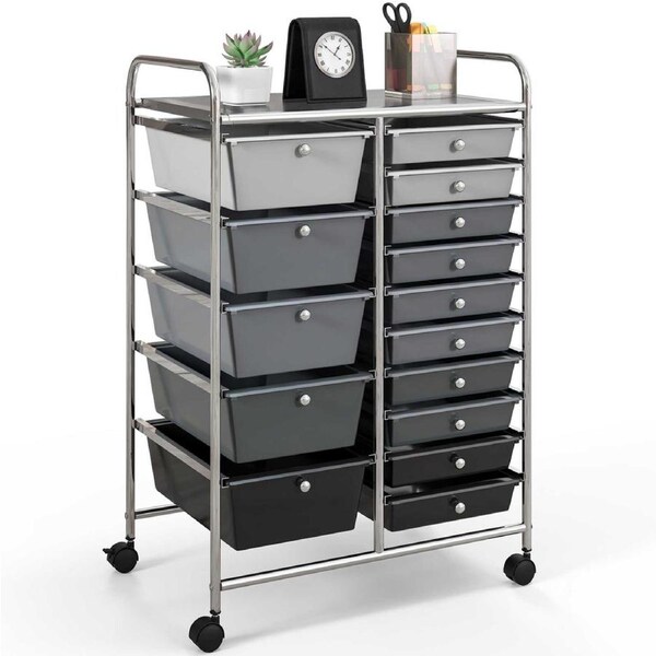 Costway Scrapbook Paper Storage Box Mobile Drawer Cart File Organizer Home Kitchen Grey