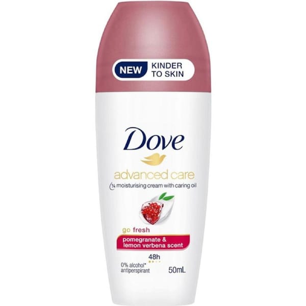 Dove Advanced Care Go Fresh Anti-perspirant Deodorant roll-on for 48 hours of protection Pomegranate Scent with 1/4 moisturising cream and caring oil 50 ml