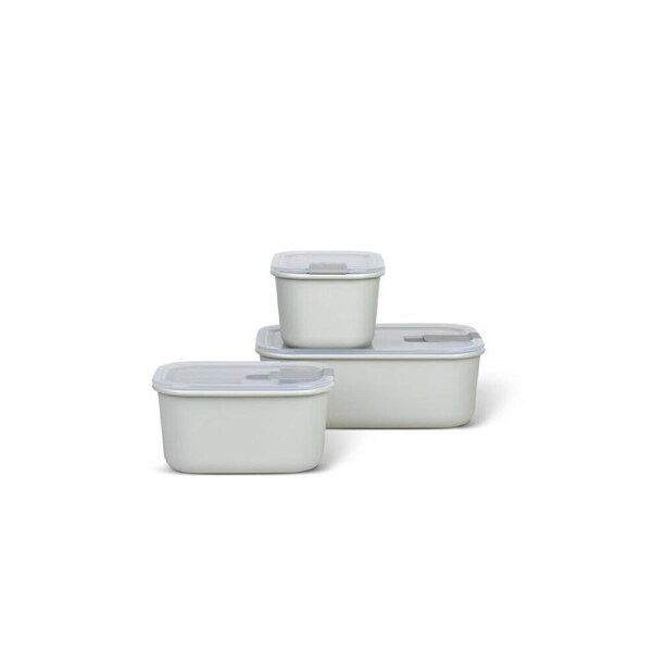 3pc Mepal Food Storage Box Container w/EasyClip Lid Set 450ml/1L Nordic White