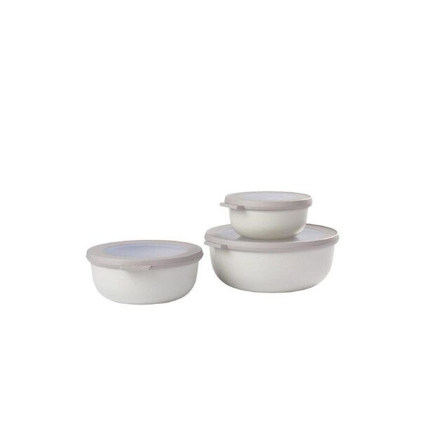 3pc Mepal Cirqula Food Bowl w/ Lid Set Round 350ml/750ml/1.25L Nordic White