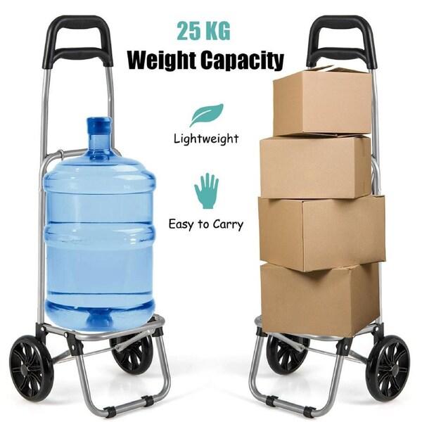 Costway Folding Shopping Trolley Cart Rolling Market Bag Utility Storage w/Wheels Portable Grocery Dolly