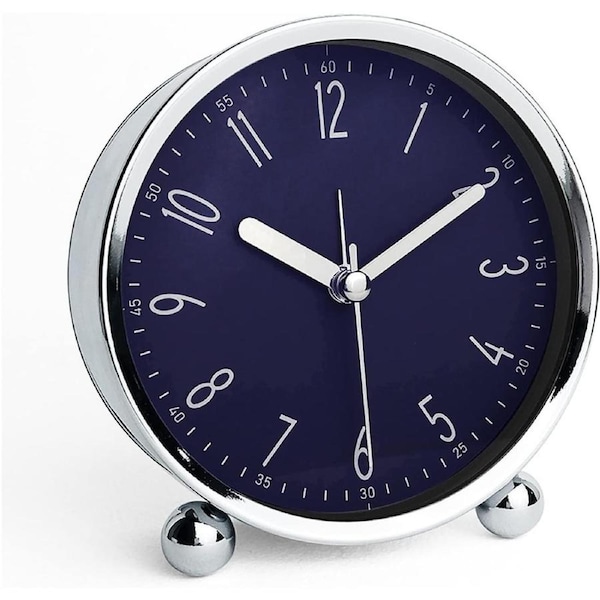 Cute 4 inch Alarm Clock Small Table Clock Non-Ticking Round Silent Analog Alarm Clock Battery Powered Bedside Analog Alarm Clock Travel Clock Easy Set