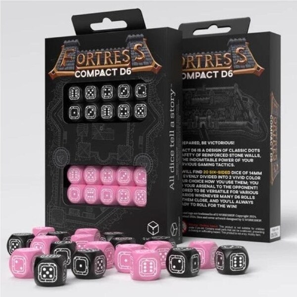 Q Workshop - Fortress Compact - Black & Pink D6 Set