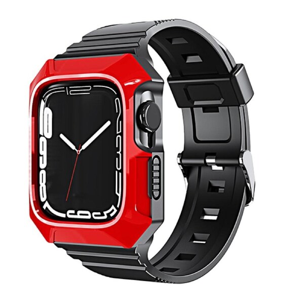 ZUSLAB Apple Watch Band for 9/8/7 45mm- 6/SE/5/4/3/2 44mm 42mm Rugged Case with TPU Strap Military Protective Tough Cover Bumper - Red