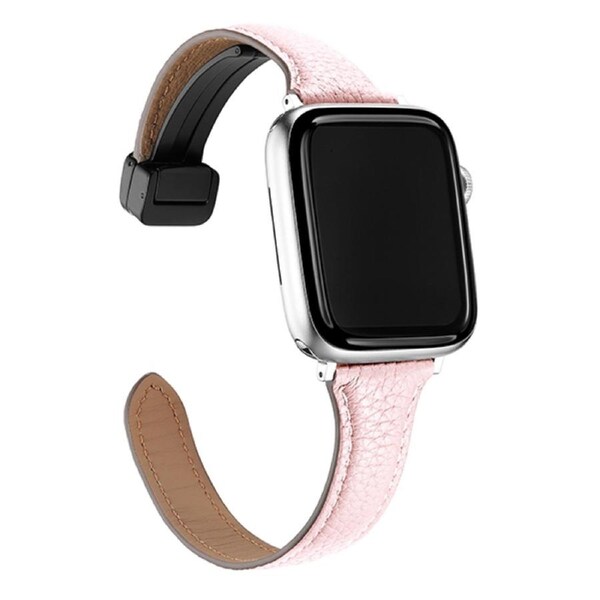 ZUSLAB Apple Watch Leather Band for 9/8/7 49mm 45mm- 6/SE/5/4/3/2 44mm 42mm Top Genuine Leather Replacement Strap - Pink