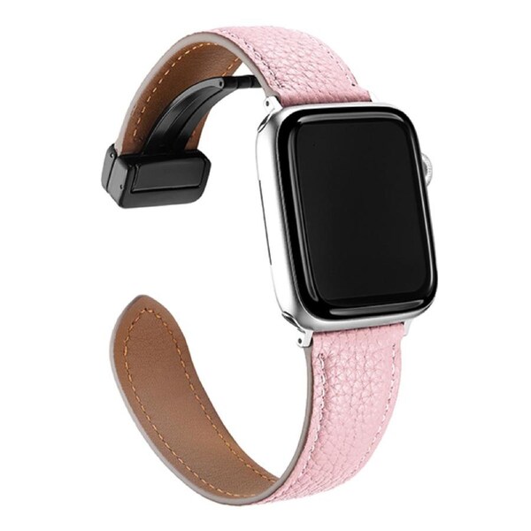 ZUSLAB Apple Watch Leather Band for 9/8/7 41mm- 6/SE/5/4/3/2 40mm 38mm Top Genuine Leather Replacement Strap - Pink
