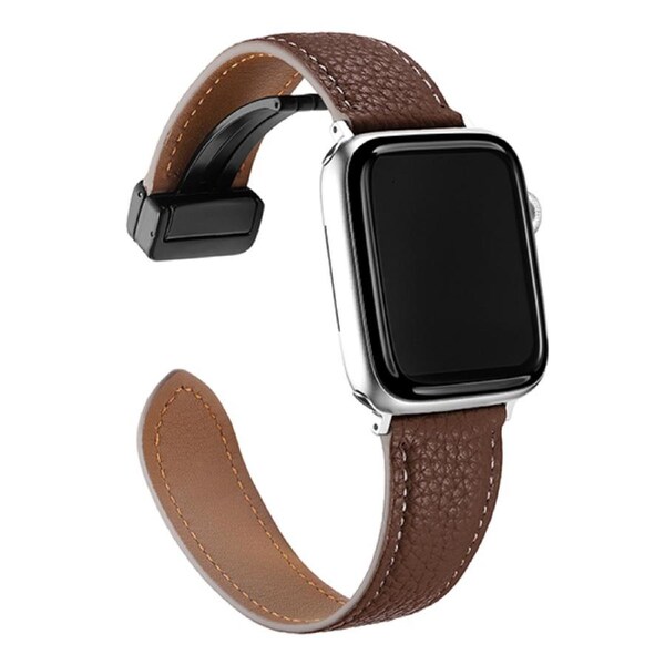 ZUSLAB Apple Watch Leather Band for 9/8/7 49mm 45mm- 6/SE/5/4/3/2 44mm 42mm Top Genuine Leather Replacement Strap - Brown