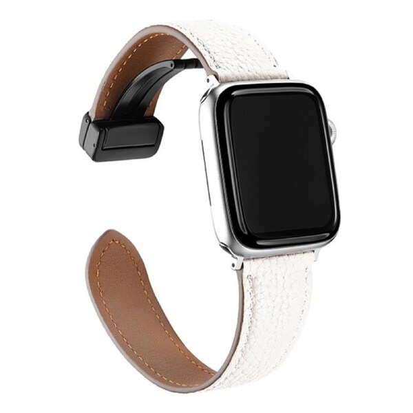 ZUSLAB Apple Watch Leather Band for 9/8/7 49mm 45mm- 6/SE/5/4/3/2 44mm 42mm Top Genuine Leather Replacement Strap - White