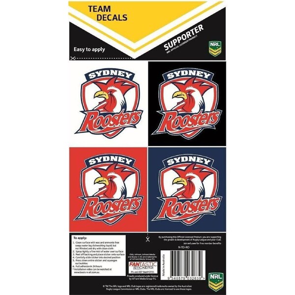 NRL Team Decal Sticker Set - Sydney Roosters