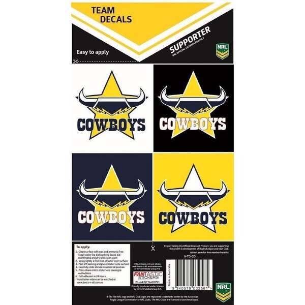 NRL Team Decal Sticker Set - North Queensland Cowboys