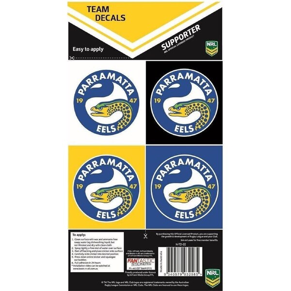 NRL Team Decal Sticker Set - Parramatta Eels