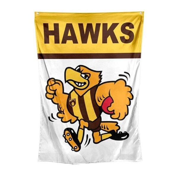 AFL Retro Wall Flag - Hawthorn Hawks - Cape Flag - Approx 100cm x70cm
