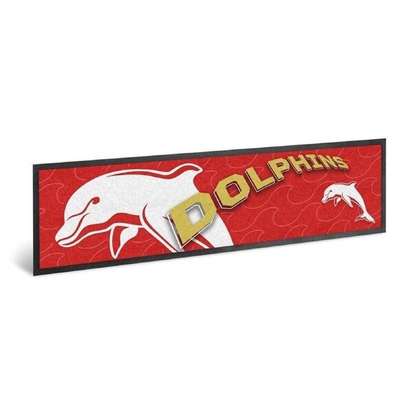 NRL Logo Bar Runner - Dolphins - Bar Mat - 25cm x 90cm