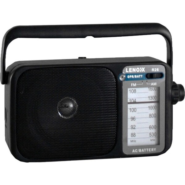 Lenoxx AM/FM Mantle Radio (Black) Battery Operated, w/ Bandwidth 540-1600
