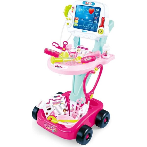 GEM Toys Children's Doctors Medical Cart & ECG Machine for Toddler Play