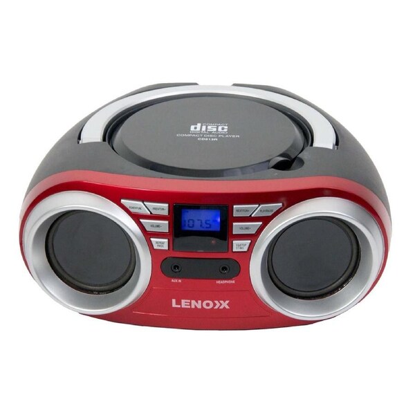Lenoxx Portable CD Player (Red) 4W Speaker with FM Radio & AUX In