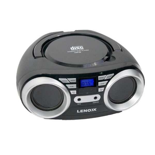 Lenoxx Portable CD Player (Black) 4W Speaker with FM Radio & AUX In
