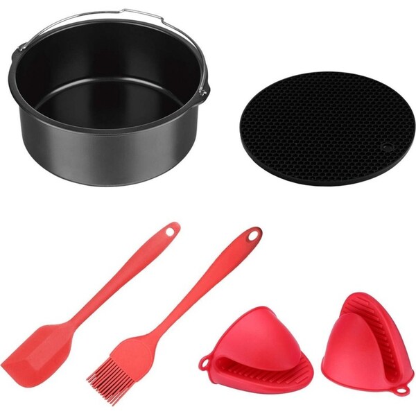 Healthy Choice Air Fryer Accessory Baking Set - Mat, Spatula, Tin, Brush, Mitts