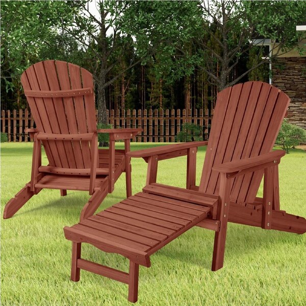 ALFORDSON 2x Adirondack Chairs w/ Ottoman Wooden Furniture