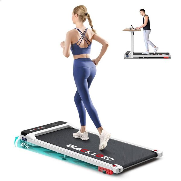 BLACK LORD 3.4HP Walking Pad 40cm Treadmill 3 Levels Incline Under Desk White