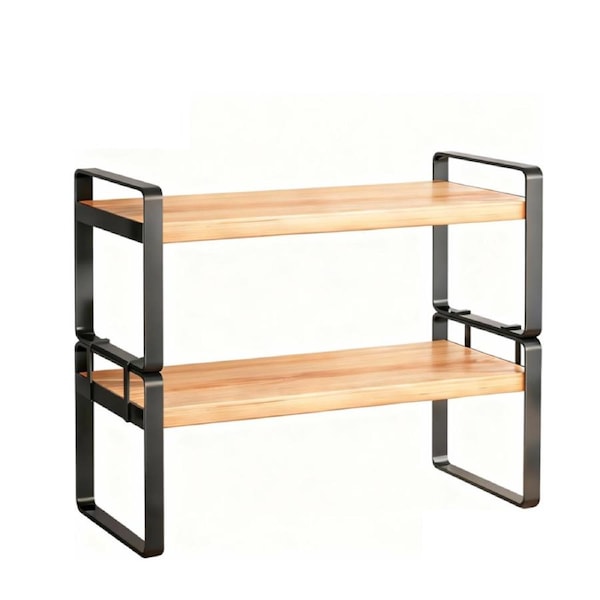 2 Layer Desktop Storage Rack Shelf Desk Bookshelf File Organizer Black
