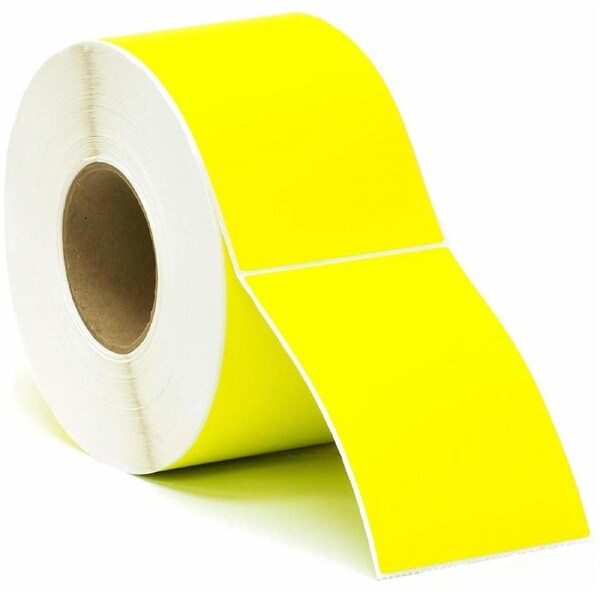 Stock Forms Thermal Transfer Labels Permanent Adhesive Perforated 100x150mm Yellow Roll 1000 Pack 4