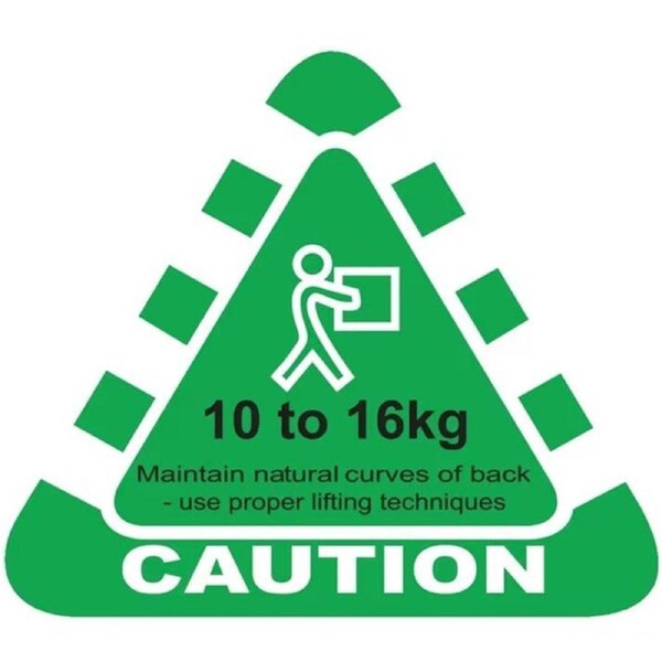 Stock Forms Caution Weight 10-16kg 80x70mm Green 250 Labels Roll Pack 4