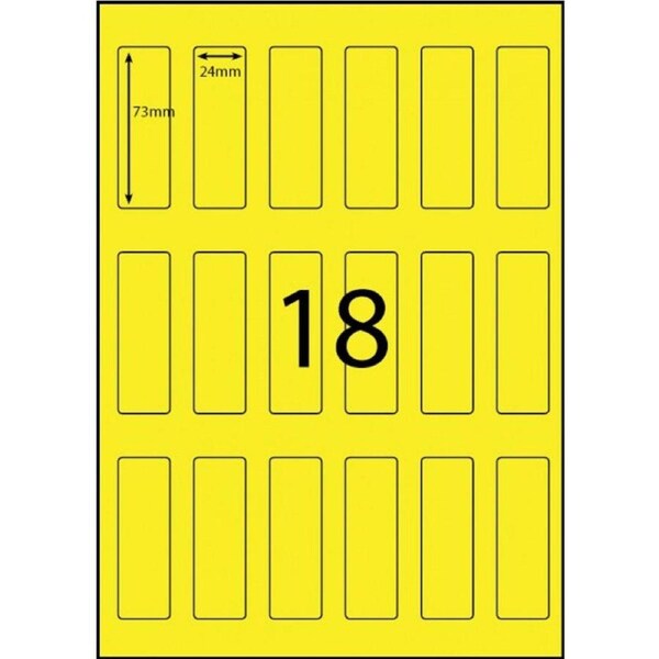 Stock Forms Shelf Labels 24x73mm Yellow 500 Sheets 9000 Labels