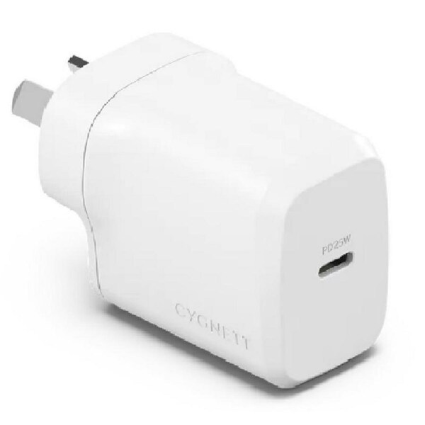 Cygnett PowerPlus 25W USB-C PD Fast Wall Charger White, Palm-Size, Portable [CY4734PDWCH]