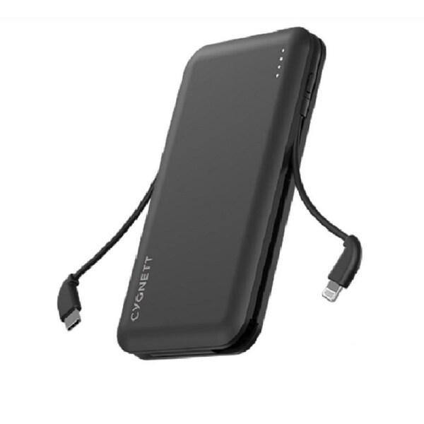 Cygnett ChargeUp Pocket 10000mAh Power Bank with Integrated Mfi USB-C 15W Cable [CY4406PBCHE]
