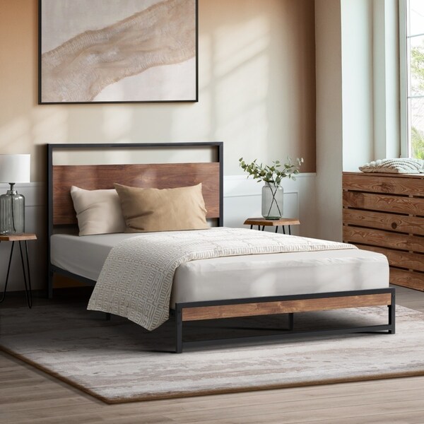 Oikiture Metal Bed Frame Single Size Beds Base Platform Wood