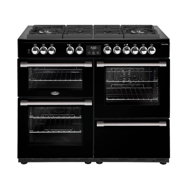 Belling 110cm Cookcentre Gas Thru Glass Range Cooker Electric Oven Grill Black