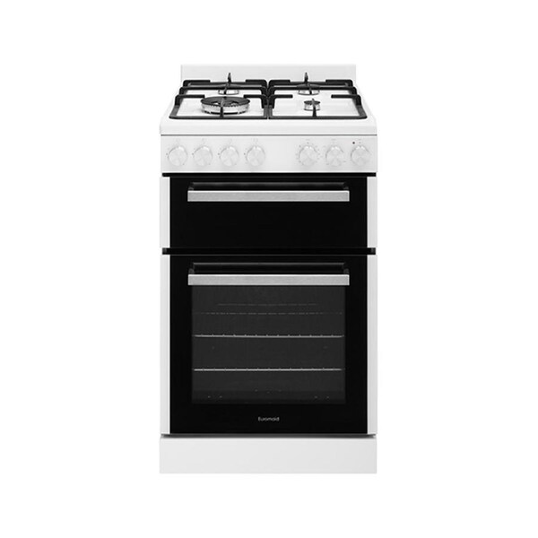 Euromaid 54cm/83L Electric Oven Range Cooker w/ Solid Cooktop Dual Cavity White
