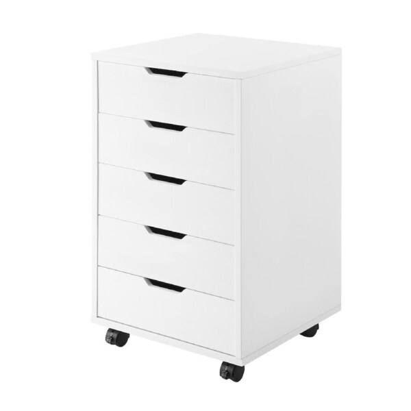 5 Drawer File Cabinet Mobile Filing Document Organiser Chest Home Office Storage Cupboard Printer Stand White 40x38x68cm