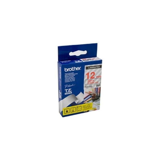 Brother Laminated Red on Clear Labelling Tape 12mm