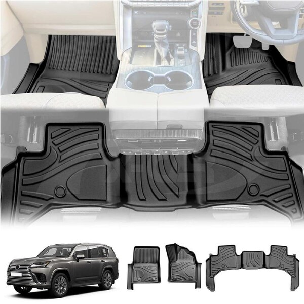 Floor Liner Complete Set Front Rear 2 Row Seat for Lexus LX Series LX500d LX600 2021-Onwards3D Heavy Duty All Weather Car Mats