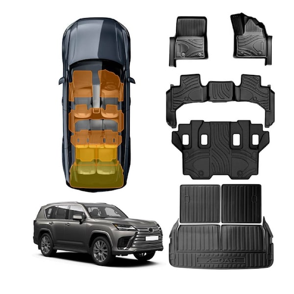 3D Floor Mats Boot Liners for Lexus LX Series LX500d LX600 2021-Onwards All Weather Heavy Duty Cargo Car Trunk Luggage Tray