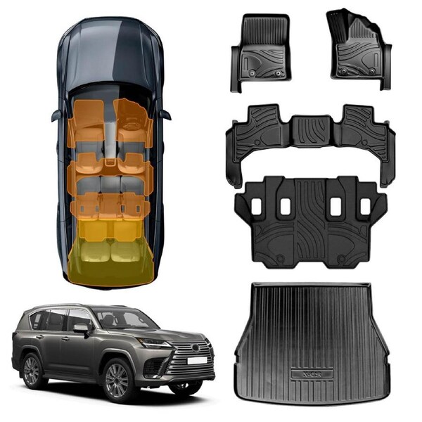 3D Floor Mats Boot Liner for Lexus LX Series LX500d LX600 2021-Onwards All Weather Heavy Duty Cargo Car Trunk Luggage Tray
