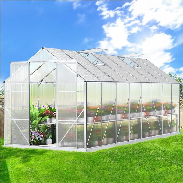 2.4x5.1x2.1M ALFORDSON Greenhouse Aluminium Polycarbonate Garden Storage Shed