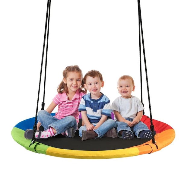 Babyjoy 100cm Saucer Tree Swing Kids Play Swing Seat Hammock Chair Indoor Outdoor Activity Set