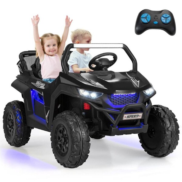 Babyjoy 2-Seater Kids Ride On Cars 12V Battery Electric Toy UTV w/Remote Control & Music & Headlights Black