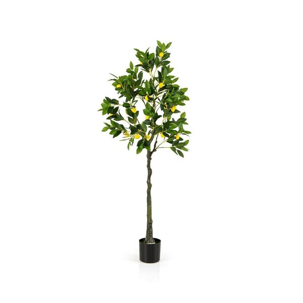 Costway Artificial Lemon Tree 80cm Tall Indoor Outdoor Pot Planter Decoration w/Fruits Green