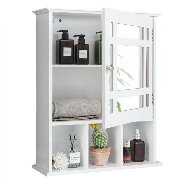 Costway Display Cabinets Storage Cupboard Wall-Mounted Cabinet Living Room Sideboard Furniture White